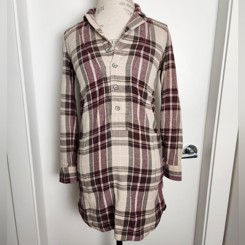 Roots Plaid Flannel Tunic Top